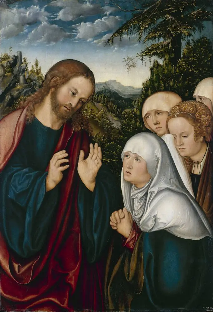 Jesus taking farewell from his mother, by Lucas Cranach the Elder