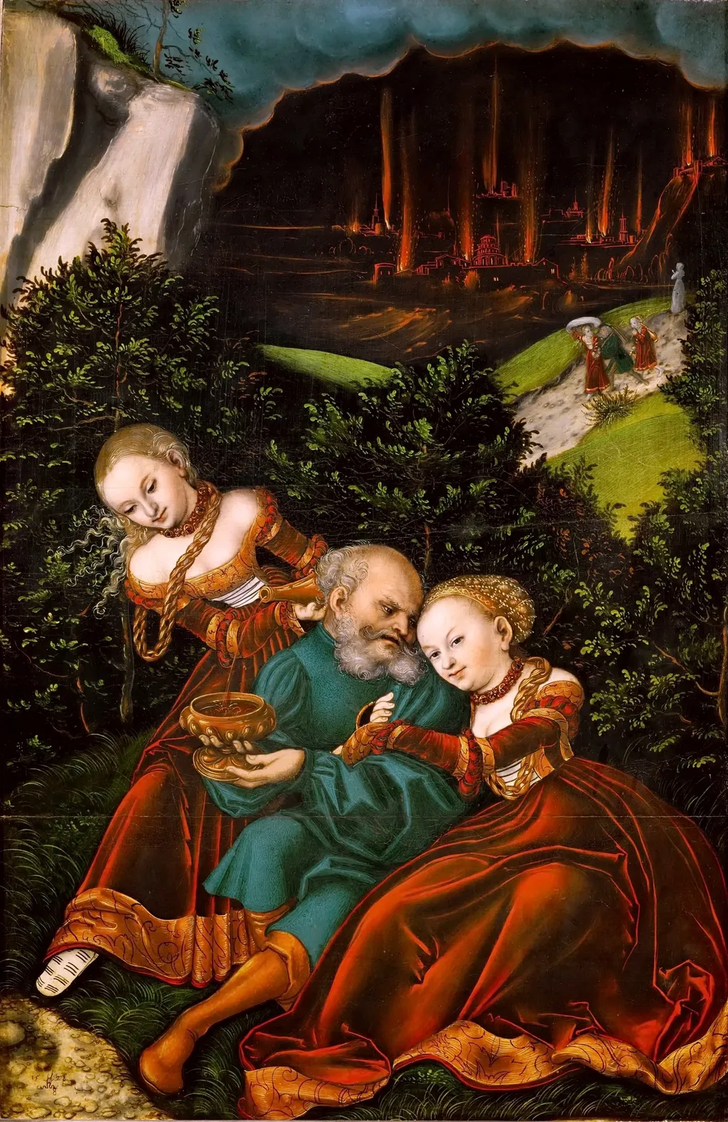 Lot and his daughters, by Lucas Cranach the Elder, unspecified, 1528