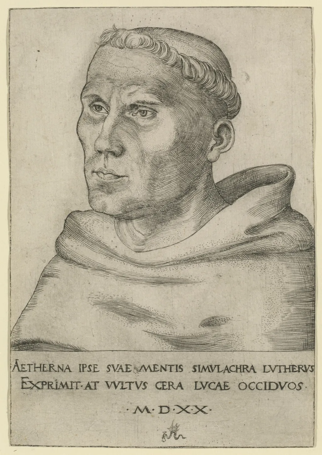 Luther as an Augustinian Friar, by Lucas Cranach the Elder, ink, 1520