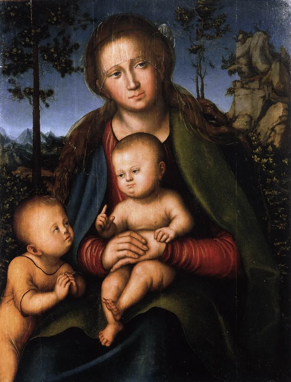 Madonna with Child with Young John the Baptist, by Lucas Cranach the Elder, oil, 1514