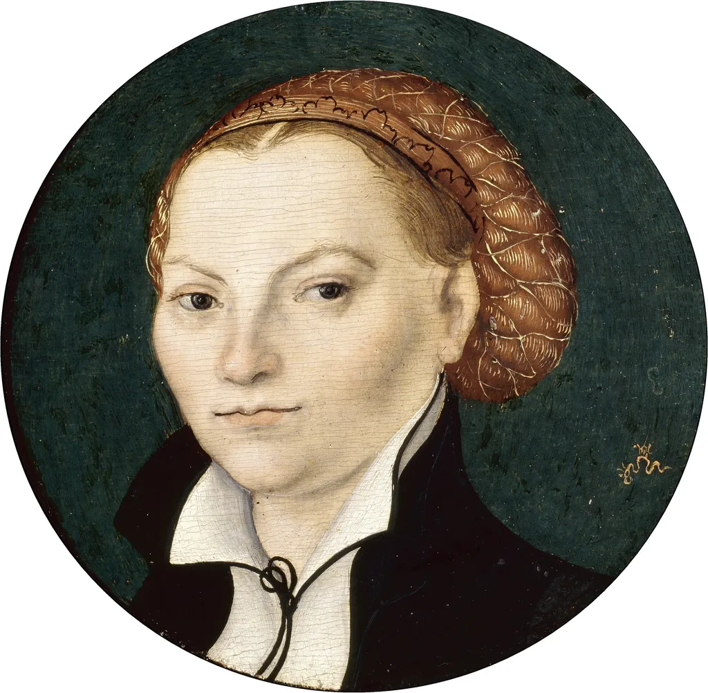 Roundel portrait of Katherina of Bora, by Lucas Cranach the Elder, paint, 1525