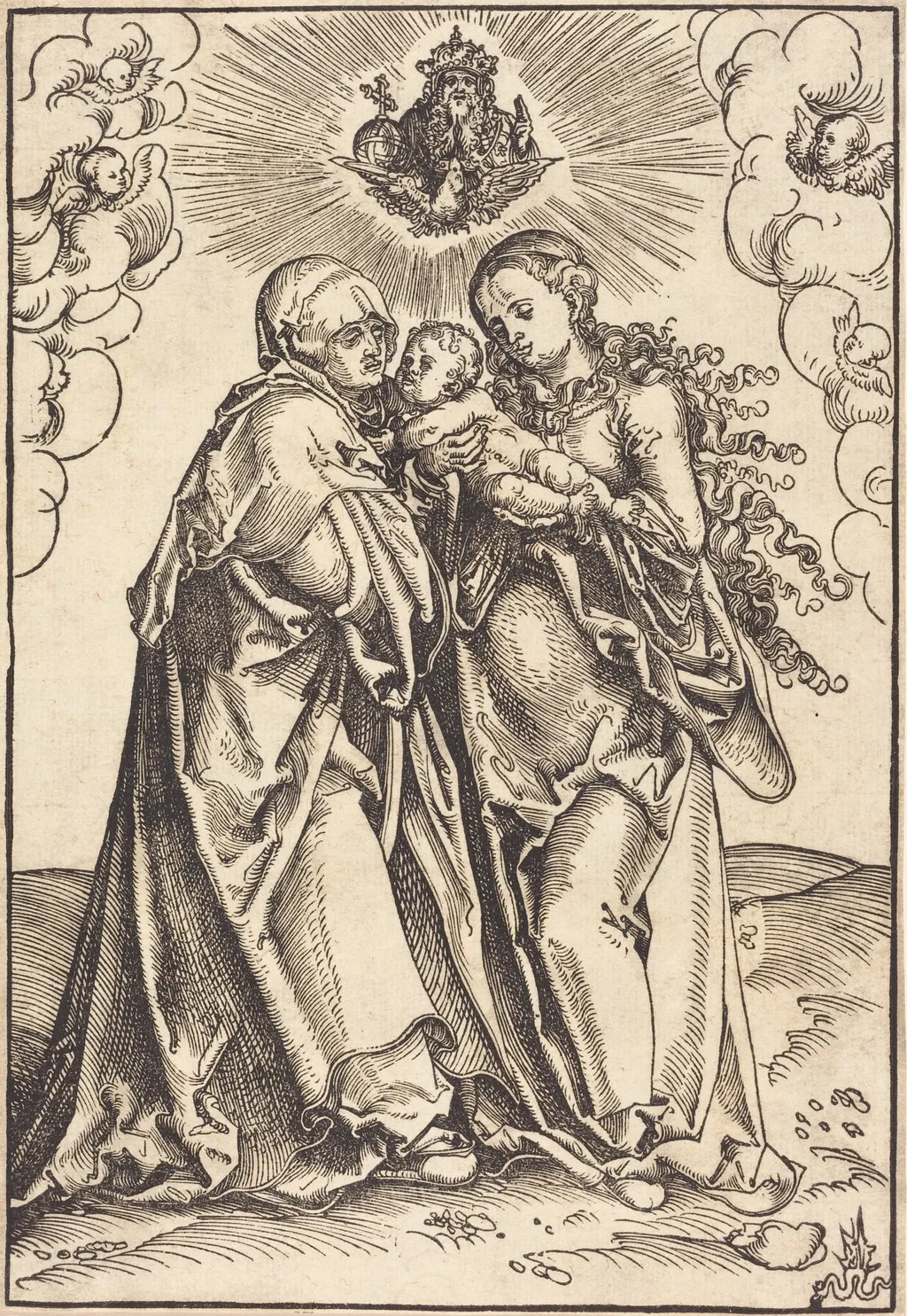 Saint Anne and the Virgin with the Child, by Lucas Cranach the Elder, ink, 1512