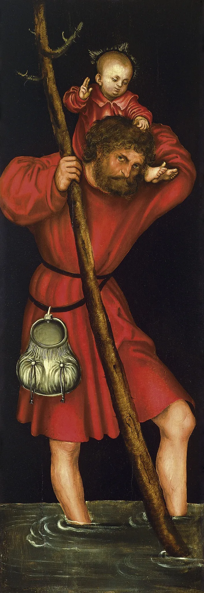 Saint Christopher (exterior left wing), by Lucas Cranach the Elder, oil, 1514