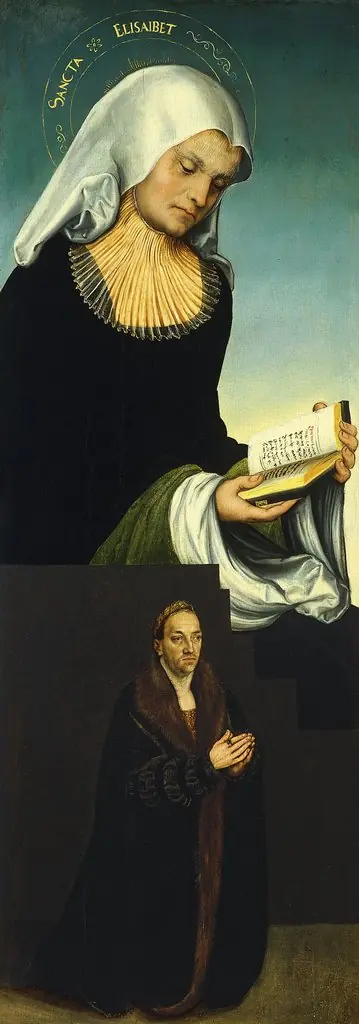 Saint Elizabeth with Duke George of Saxony as Donor (interior left wing), by Lucas Cranach the Elder