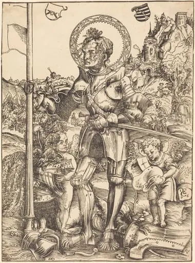 Saint George Standing, with Two Angels, by Lucas Cranach the Elder