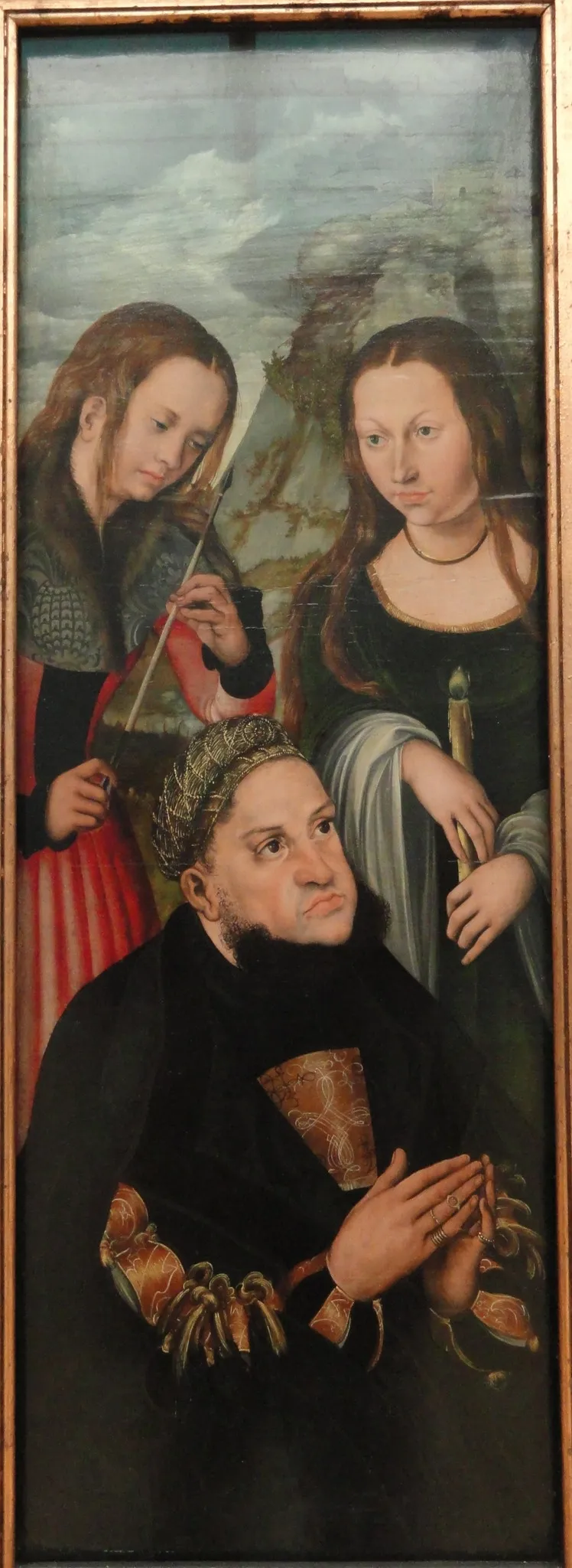 The Elector Frederic the Wise of Saxony (1463-1525) with the Saints Ursula (left) and Genevieve (right), by Lucas Cranach the Elder, unspecified, 1510
