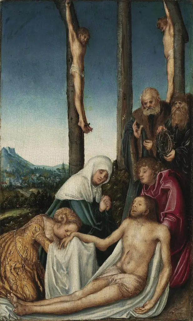 The Lamentation with the Two Thieves Crucified, by Lucas Cranach the Elder