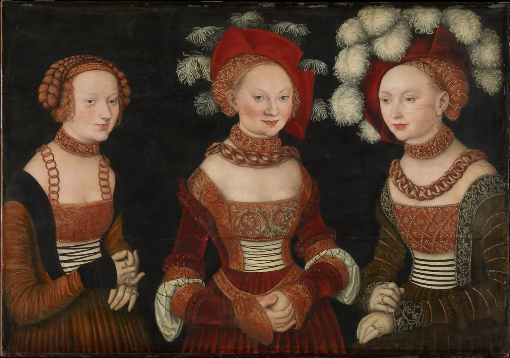 The Princesses Sibylla (1515-1592), Emilia (1516-1591) and Sidonia (1518-1575) of Saxony, by Lucas Cranach the Elder