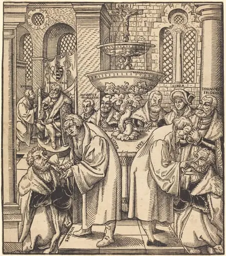 The Reformers Luther and Hus Giving Communion to the Princes of the House of Saxony, by Lucas Cranach the Elder