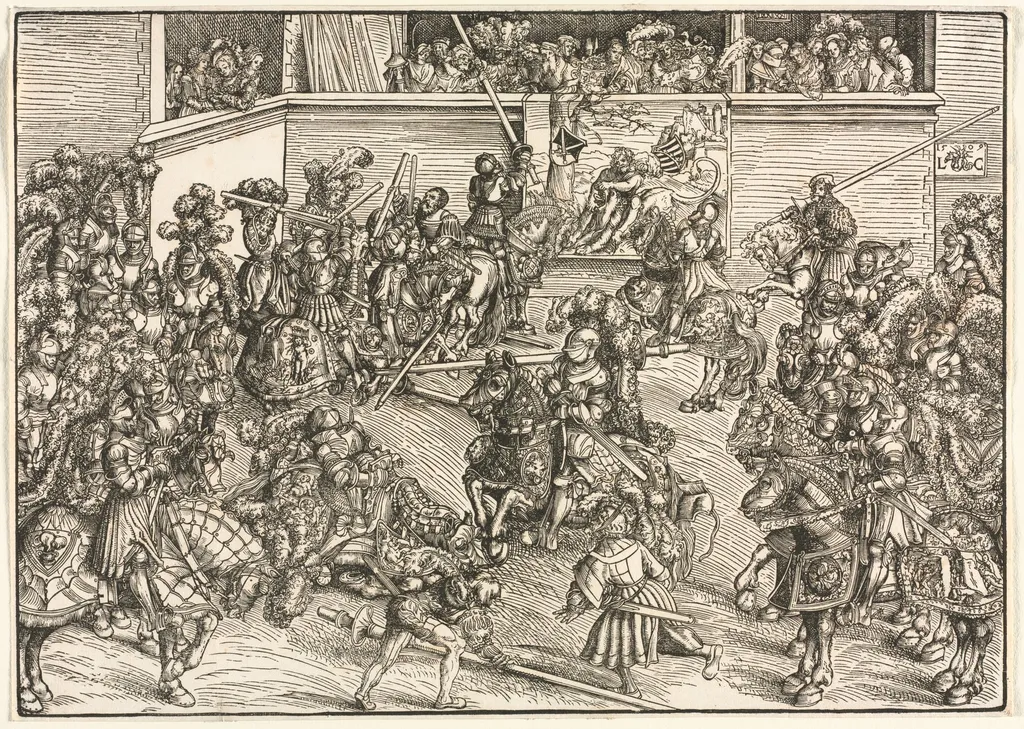 The Second Tournament with the Tapestry of Sampson and the Lion, by Lucas Cranach the Elder, 1509