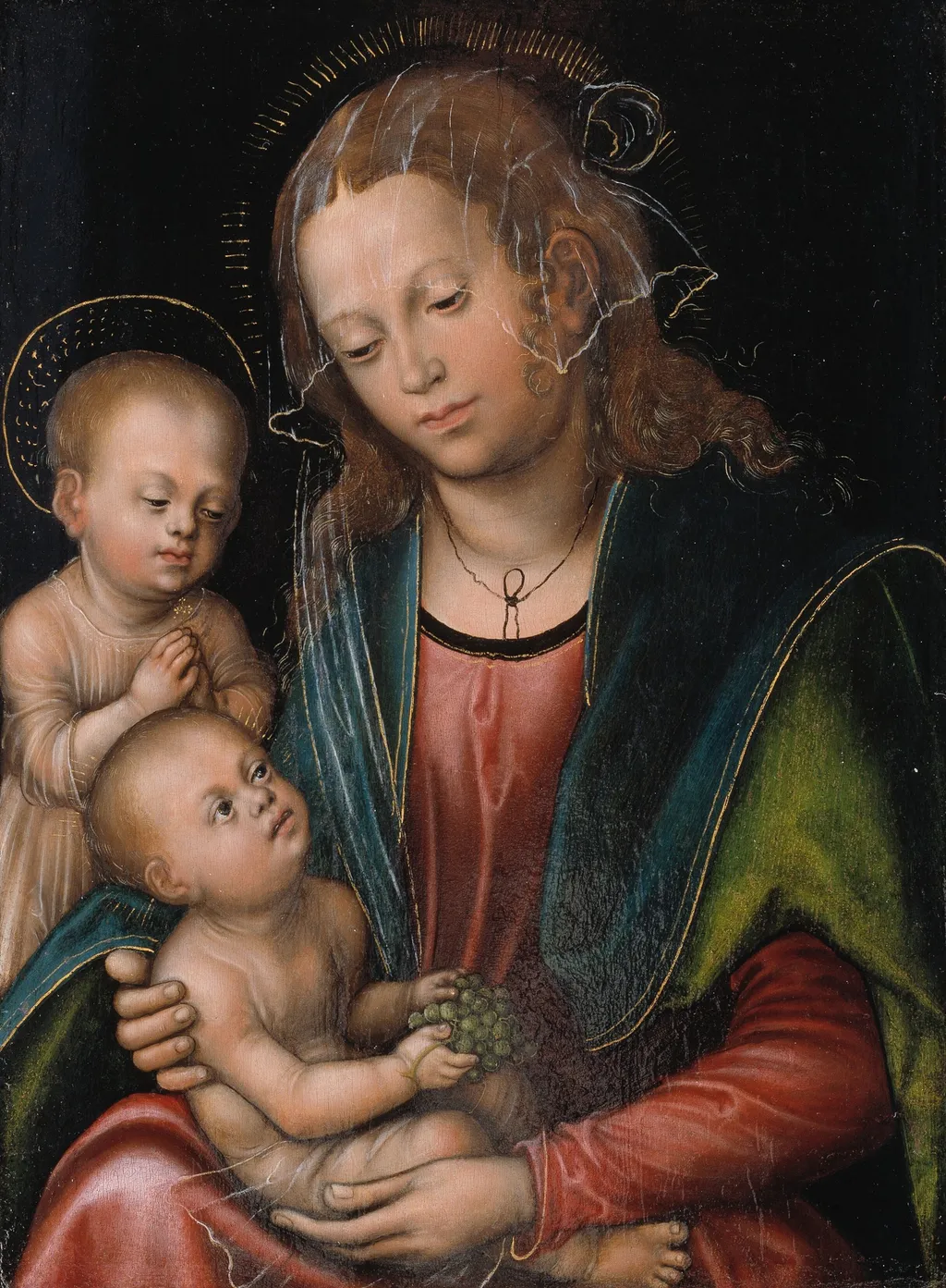 Virgin and Child Adored by the Infant St John, by Lucas Cranach the Elder, oil, 1512