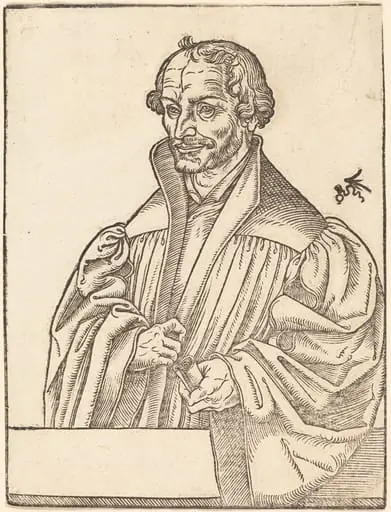 Philip Melanchton, Half-Length to the Left, Standing Behind a Breastwork, by Lucas Cranach the Younger