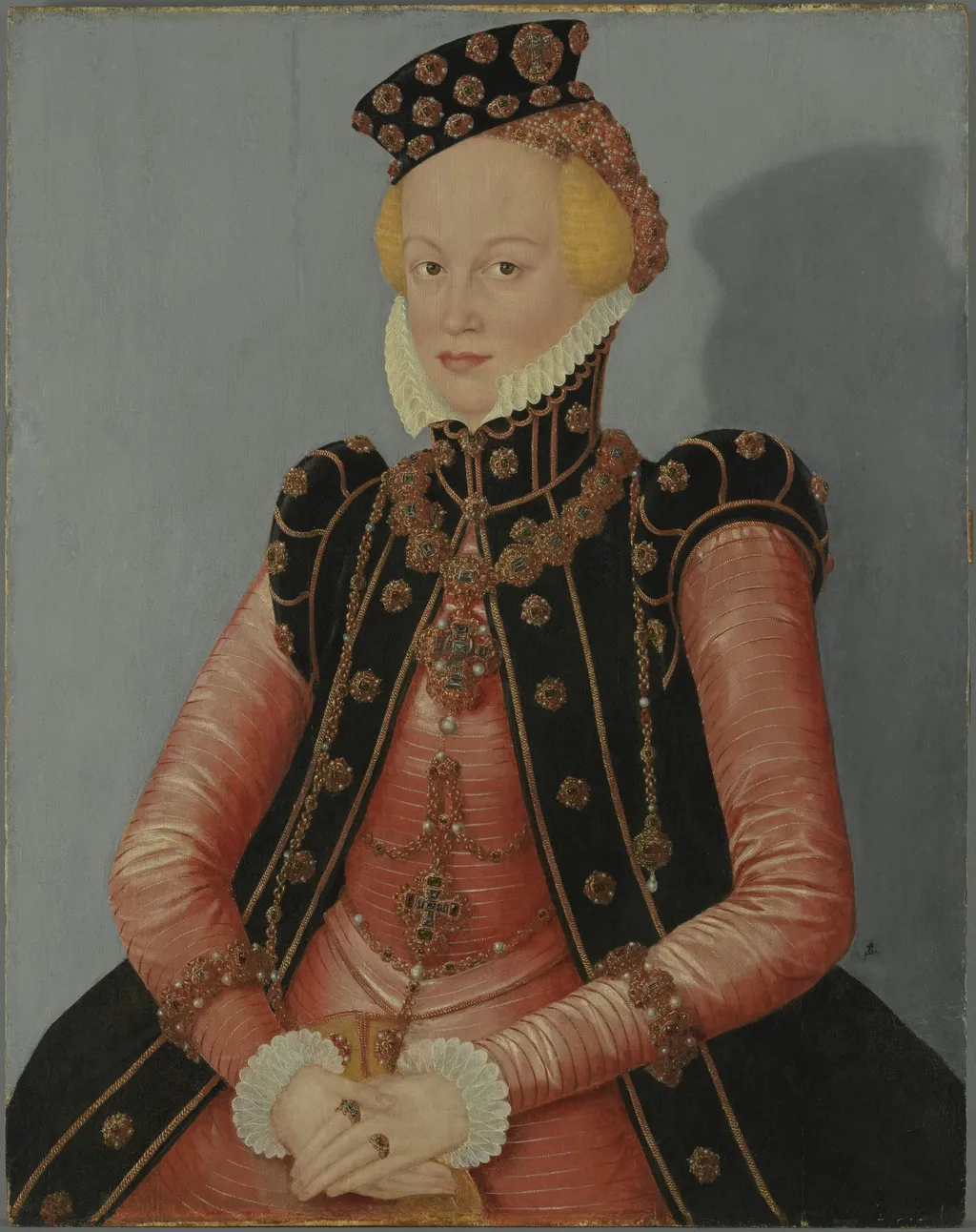 Portrait of a Lady (Margravine Elisabeth von Ansbach-Bayreuth?), by Lucas Cranach the Younger, oil, 1565