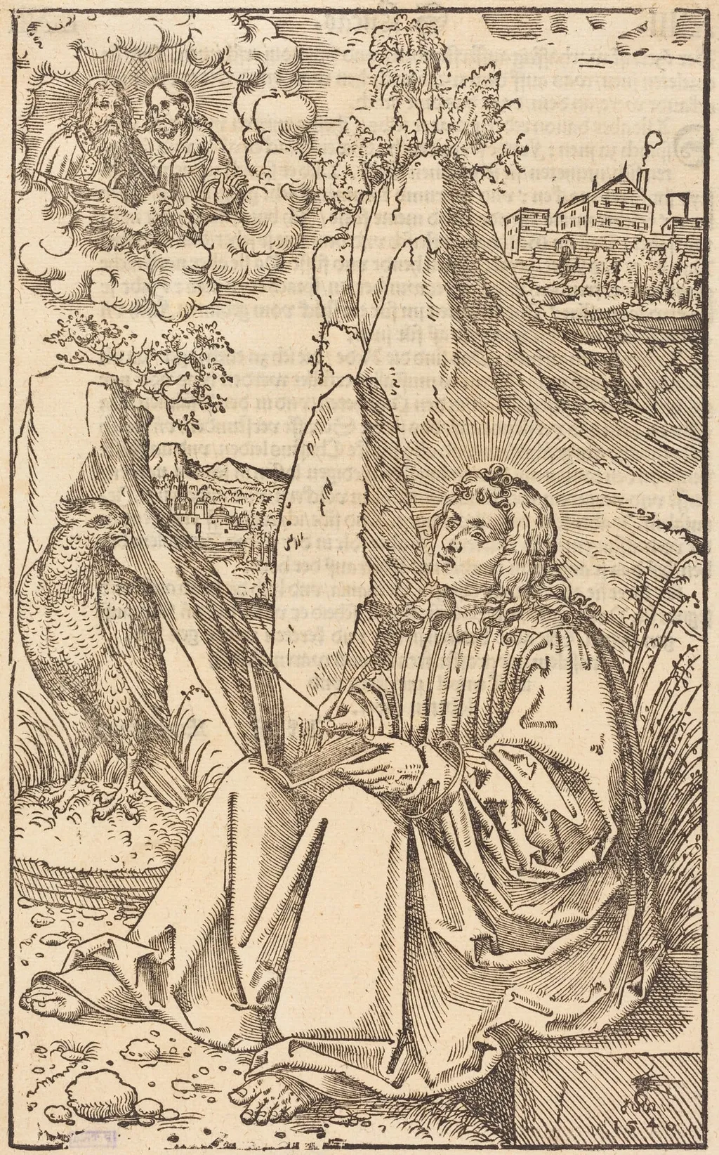Saint John in a Landscape, by Lucas Cranach the Younger, ink, 1540