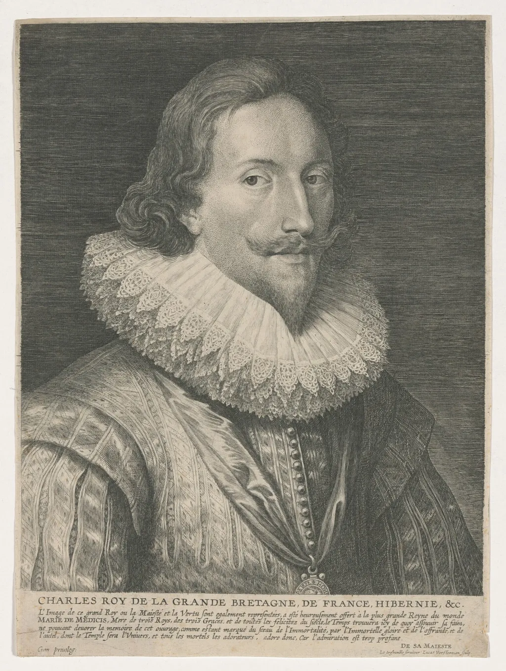 Charles I, by Lucas Emil Vorsterman, ink, 1635