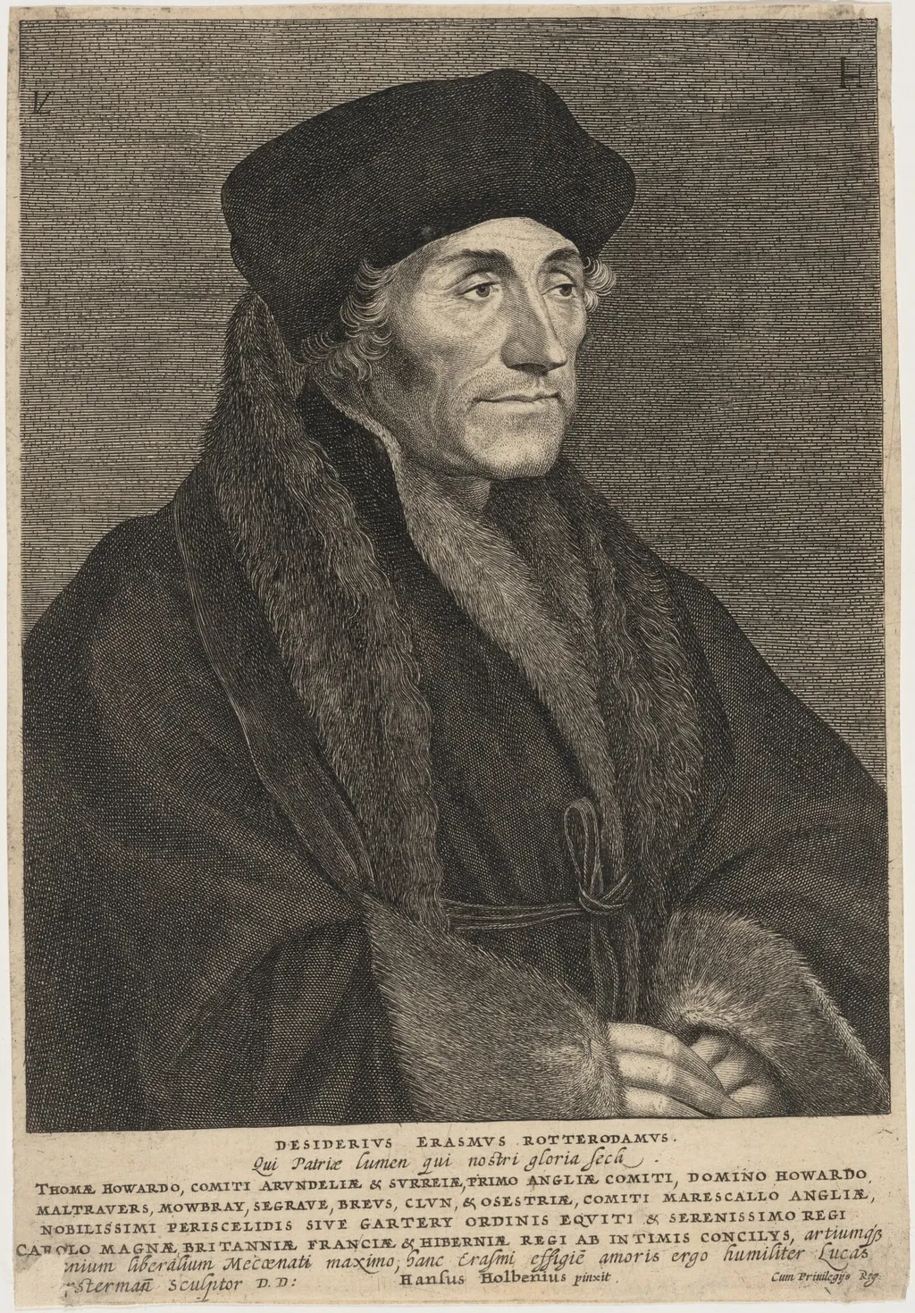 Desiderius Erasmus, by Lucas Emil Vorsterman, ink, 1635