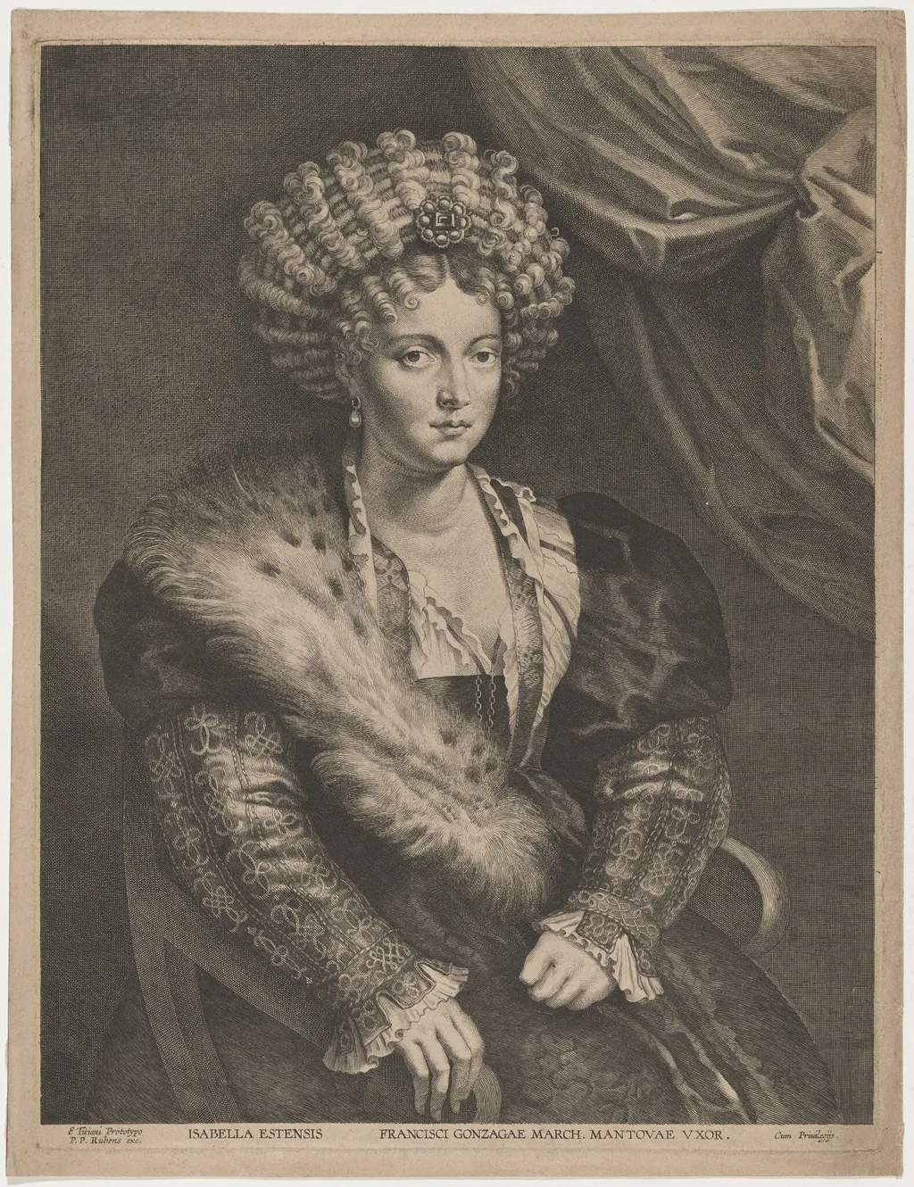 Isabella d'Este, by Lucas Emil Vorsterman, ink, 1625