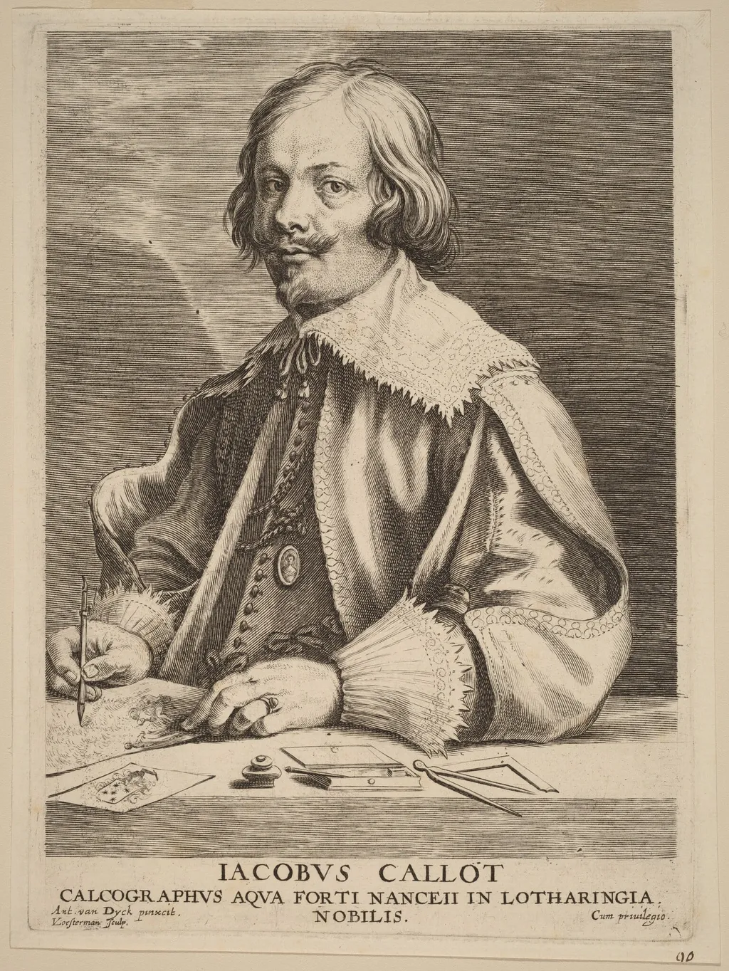Jacques Callot, by Lucas Emil Vorsterman, ink, 1635