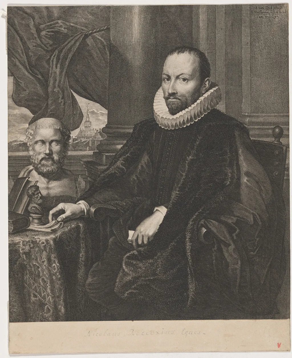 Nicholas Roccoxius, by Lucas Emil Vorsterman, ink, 1635