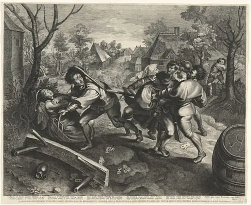 Peasants Fighting over a Game of Cards, by Lucas Emil Vorsterman