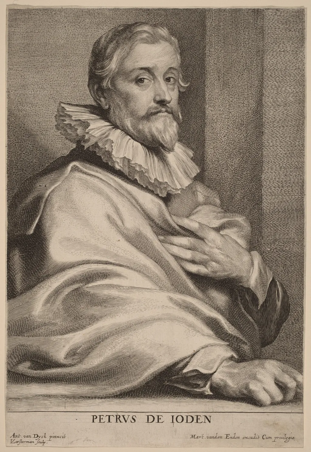 Pieter de Jode the Elder, by Lucas Emil Vorsterman, ink, 1634