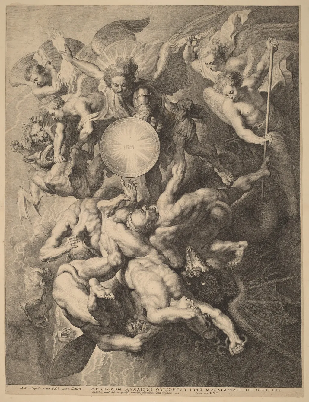 The Fall of the Rebel Angels, by Lucas Emil Vorsterman, ink, 1621