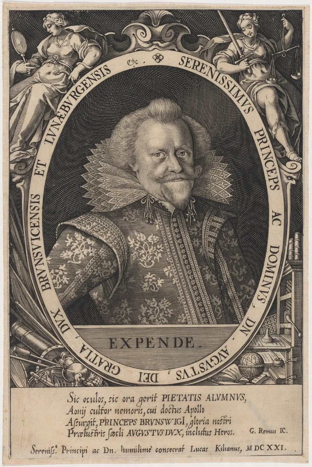 Augustus II, Duke of Brunswick, by Lucas Kilian, ink, 1621
