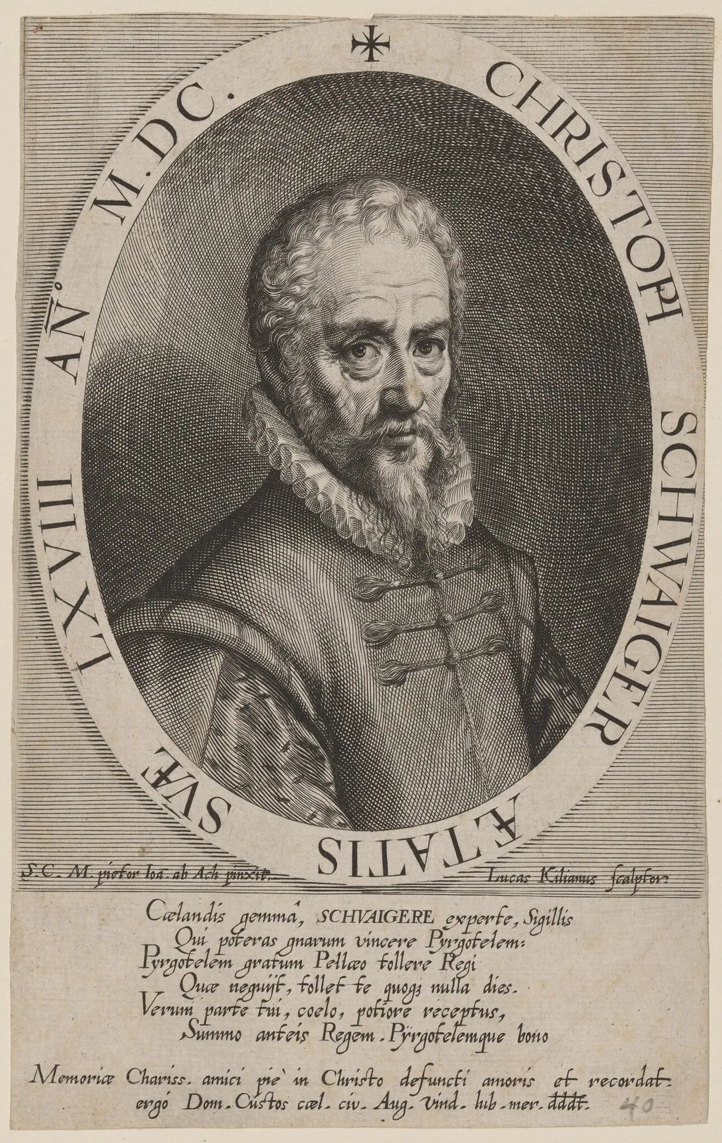 Christopher Schwaiger, by Lucas Kilian, ink, 1608