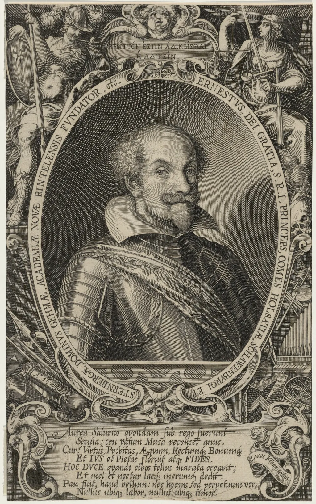 Ernest of Holstein, Schawenburg and Sternberg, Prince of Holy Roman Empire, by Lucas Kilian, ink, 1623