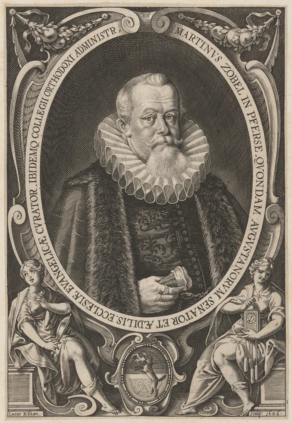 Martin Zobel, by Lucas Kilian, ink, 1626