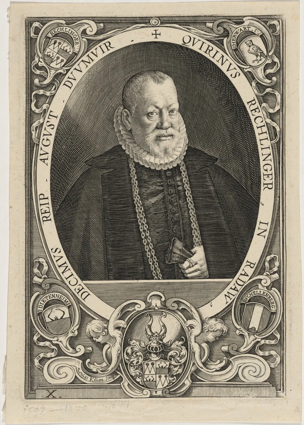 Quirinus Rechlinger, by Lucas Kilian, ink, 1615