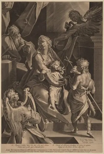 The Holy Family and Two Angels, by Lucas Kilian