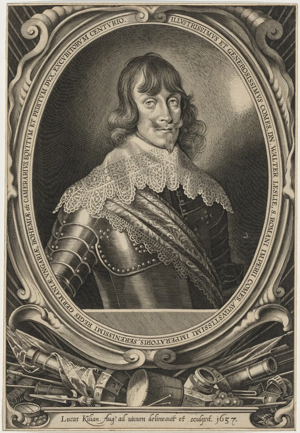 Walter Leslie (Count Leslie), by Lucas Kilian, ink, 1637