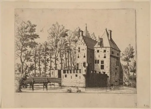 Castle with Lift-Bridge, by Lucas van Doetechum