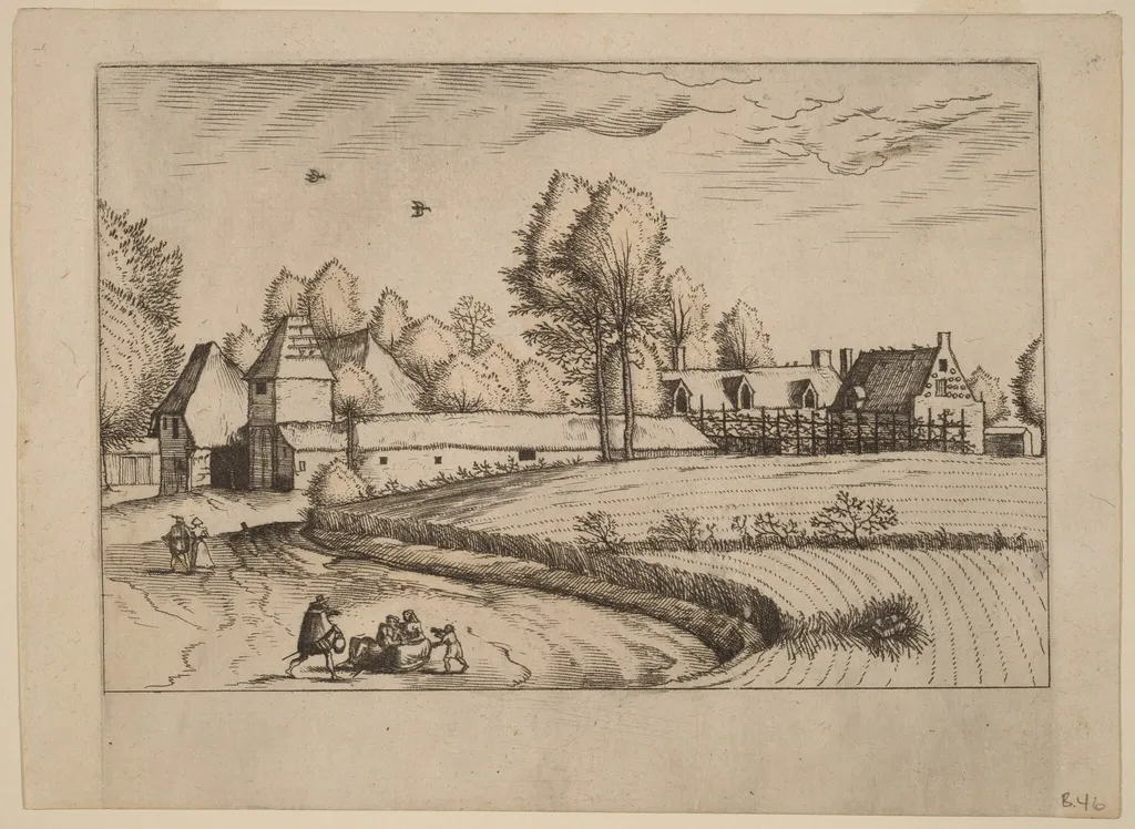 Country Houses, by Lucas van Doetechum, ink, 1560