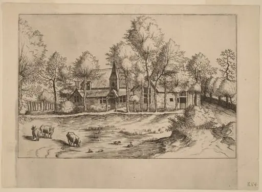 Country Village with Church, by Lucas van Doetechum