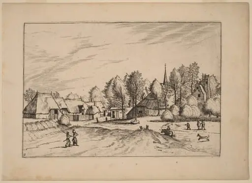 Country Village with Church Tower, by Lucas van Doetechum