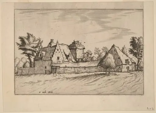 Farms in a Court, by Lucas van Doetechum