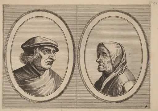 "Joris Ysegrim" and "Quastighe Jopje", by Lucas van Doetechum