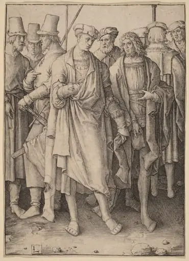A Young Man with Eight Armed Men, by Lucas van Leyden