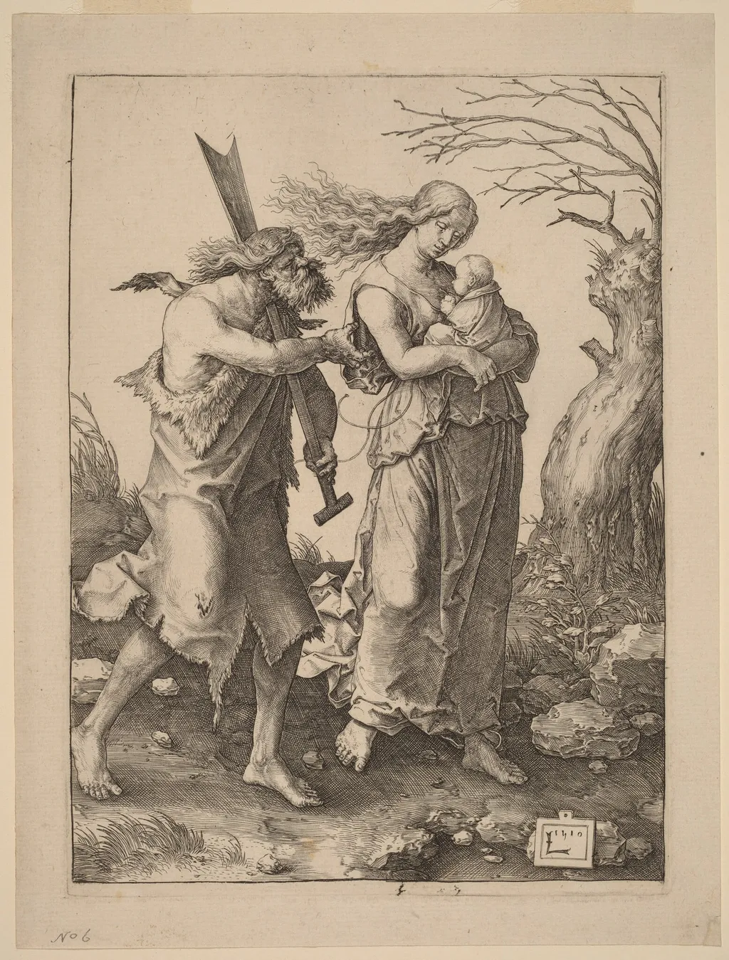 Adam and Eve after Their Expulsion from Paradise, by Lucas van Leyden, ink, 1510