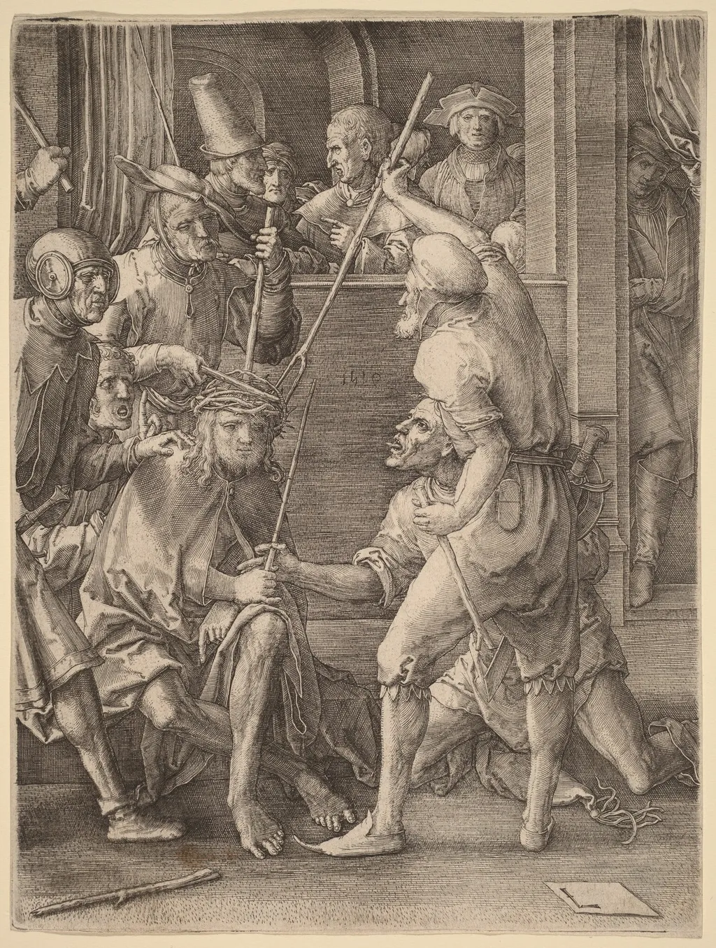 Christ Crowned with Thorns, by Lucas van Leyden, ink, 1519