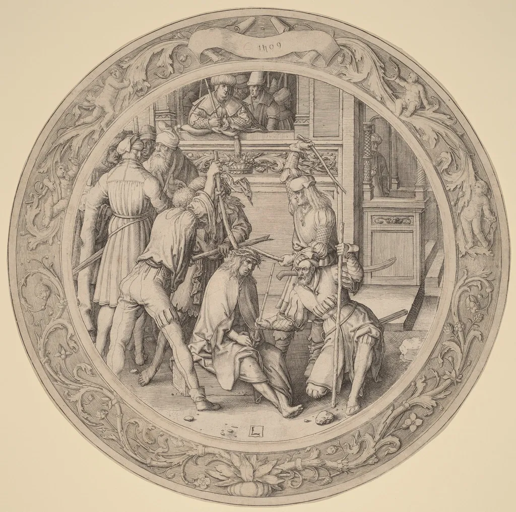 Christ Crowned with Thorns, by Lucas van Leyden, ink, 1509