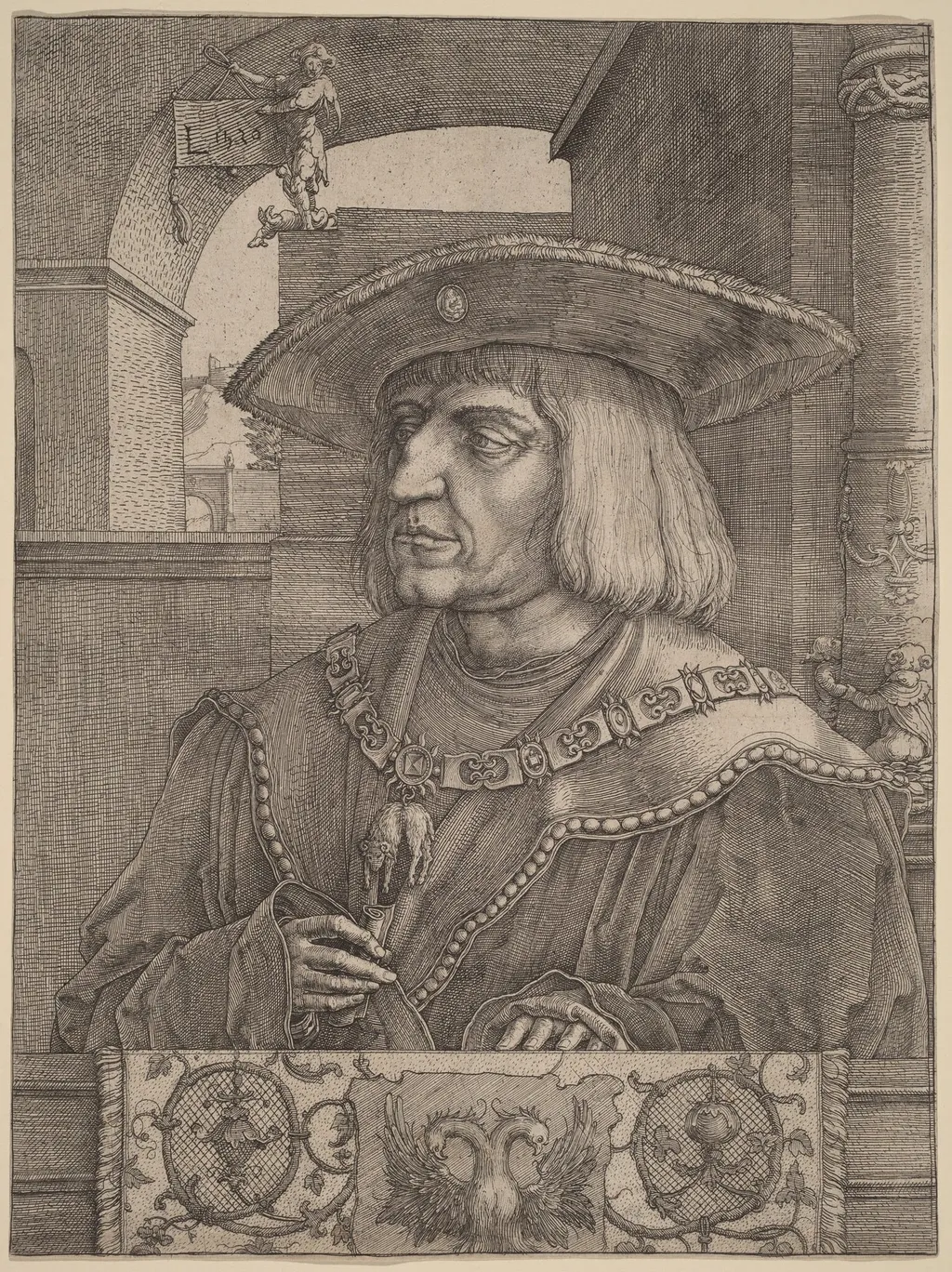 Emperor Maximilian I, by Lucas van Leyden, ink, 1520