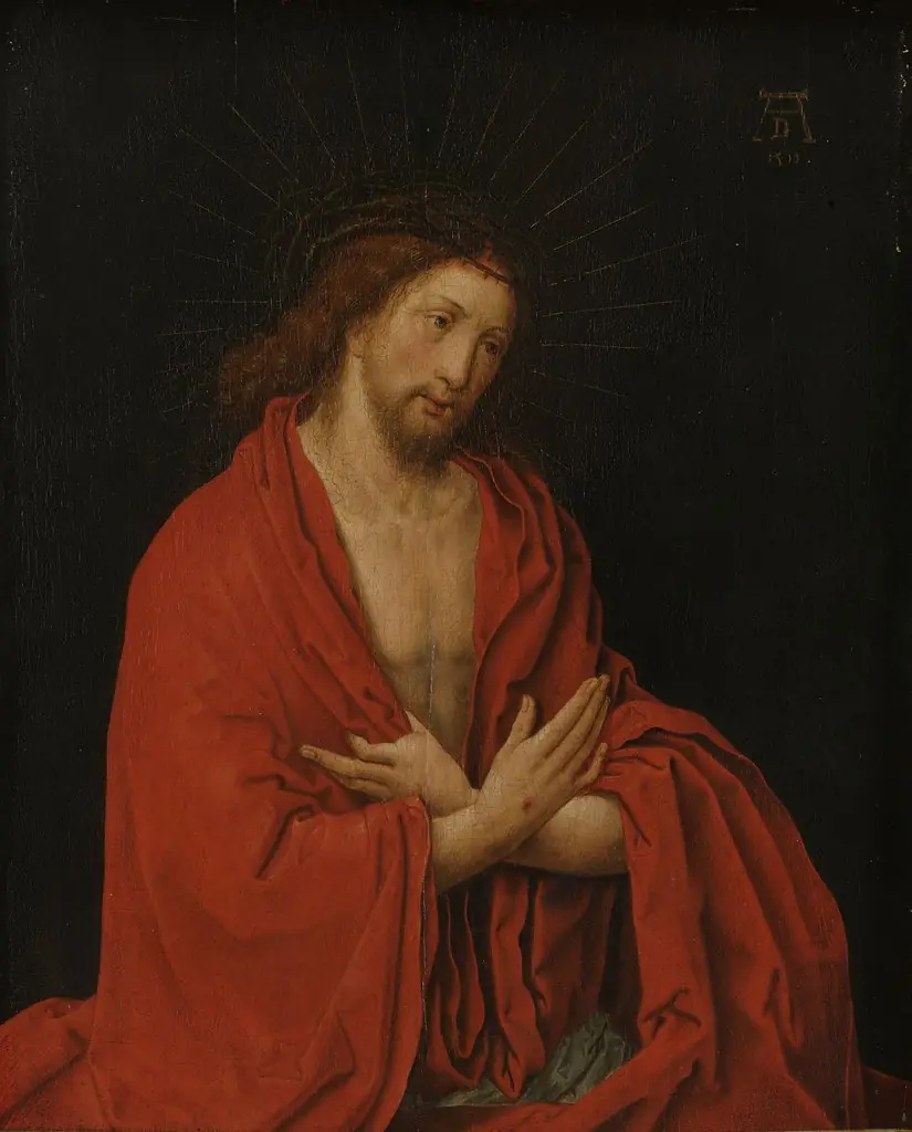 Inner left wing of a diptych with Christ as the Man of Sorrows, by Lucas van Leyden