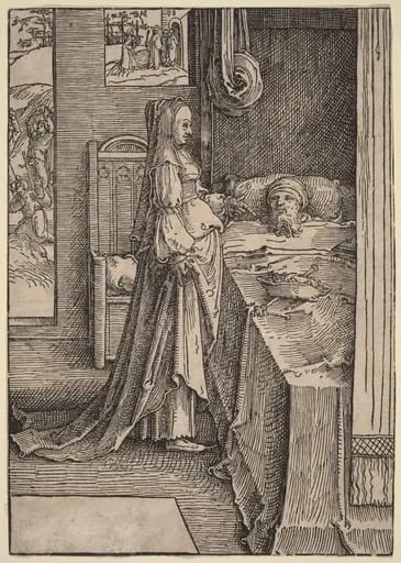 Jezebel Promising Naboth's Vineyard to King Ahab, by Lucas van Leyden