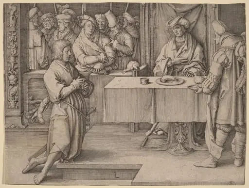 Joseph Interprets the Dreams of the Pharaoh, by Lucas van Leyden