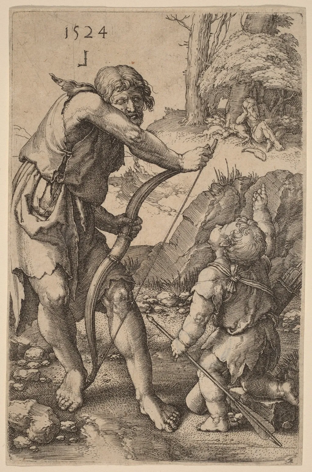 Lamech and Cain, by Lucas van Leyden, ink, 1524