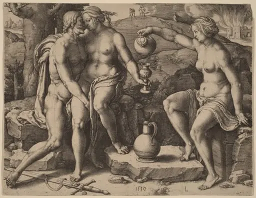 Lot and His Daughters, by Lucas van Leyden
