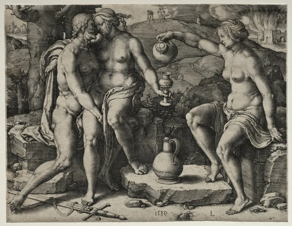 Lot and His Daughters, by Lucas van Leyden, 1530